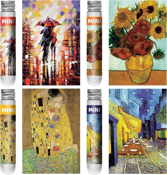 Kleine Puzzel Kunst - Mini Puzzels - Ontspanning Thuis - 4 Delige Set - 15 x 10 cm - Olieverf Stijl