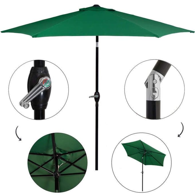 Springos Parasol | Parasols | Kantelbaar | Met Ventilatie | Groen | 260 cm