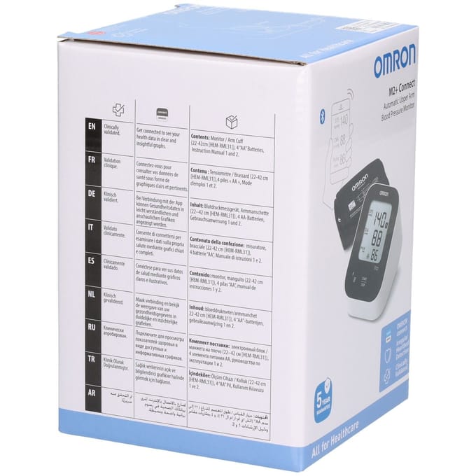 Omron M2+ Connect Bloeddrukmeter - Bluetooth - 1 gebruiker - Zwart