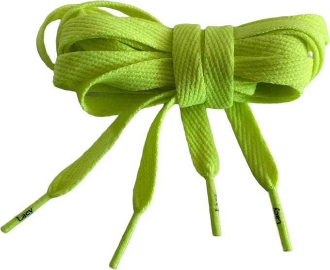 Lacy Schoenveter -Neon Yellow - Plat - 130 cm Lang x 10 mm Breed