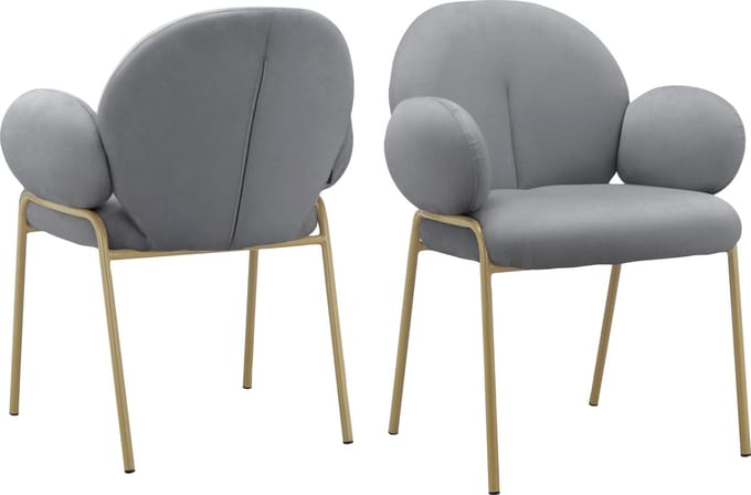 Iwama-Eetkamerstoel - Set van 2 - Grijs Fluweel