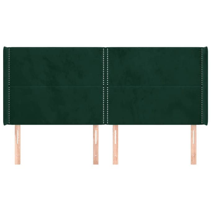 vidaXL - Hoofdbord - met - randen - 203x16x118/128 - cm - fluweel - donkergroen