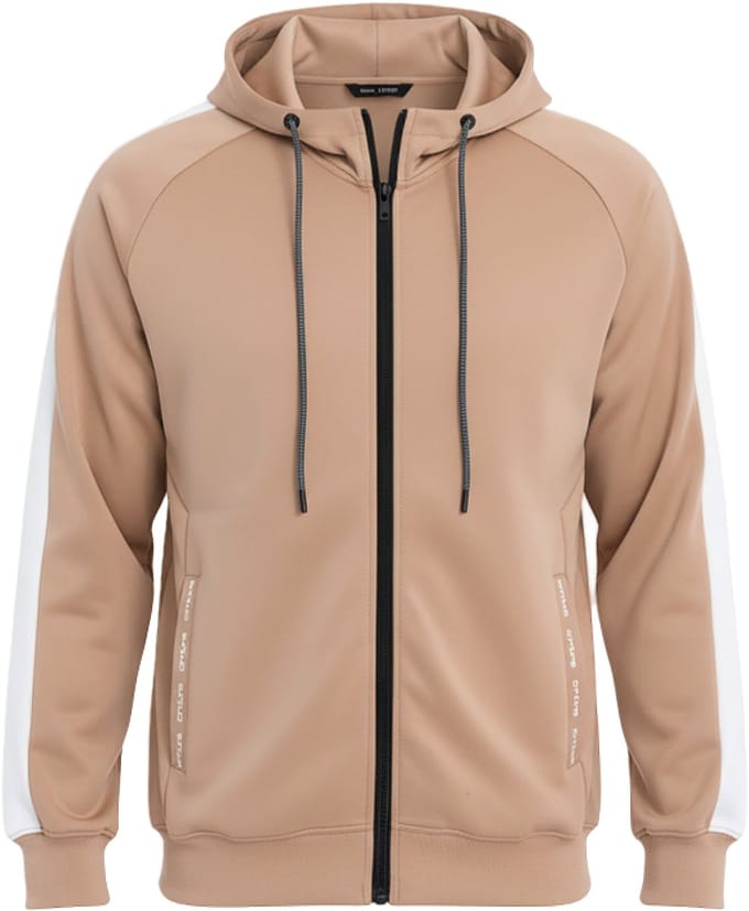 OMBRE Sweater - Regular Fit - Lange Mouw - Rits Lichtbeige S