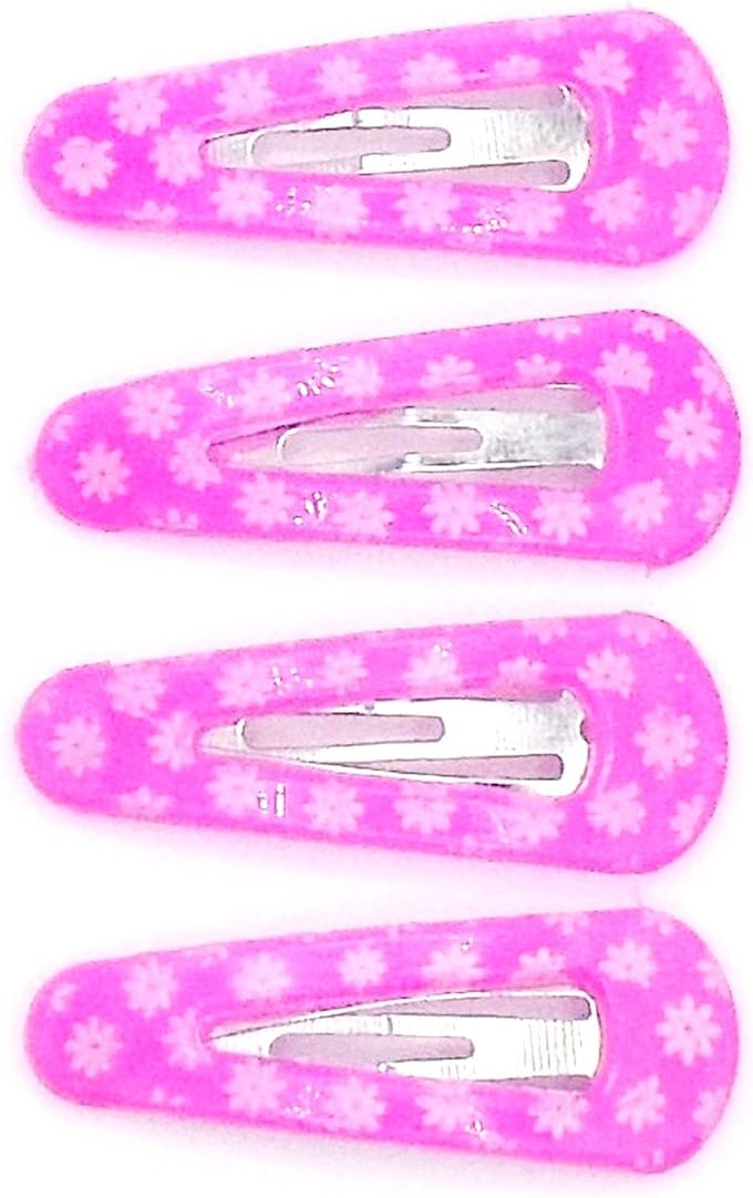 Klik-klak haarspeldjes kinderen roze met bloemetjes
