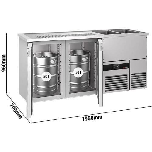 GGM Gastro Biertheke PREMIUM - 1950x700mm - 2 Türen Zilver