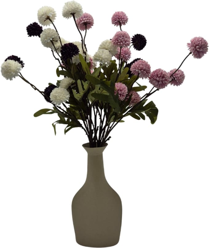 Deco4yourhome® - Bloemenvaas - Kunstbloemen - Creme - Beige - Lana - 22.5cm hoog