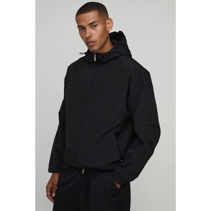 Oversized Boxy Cagoule Met Capuchon En Toggles | Black | Size XL