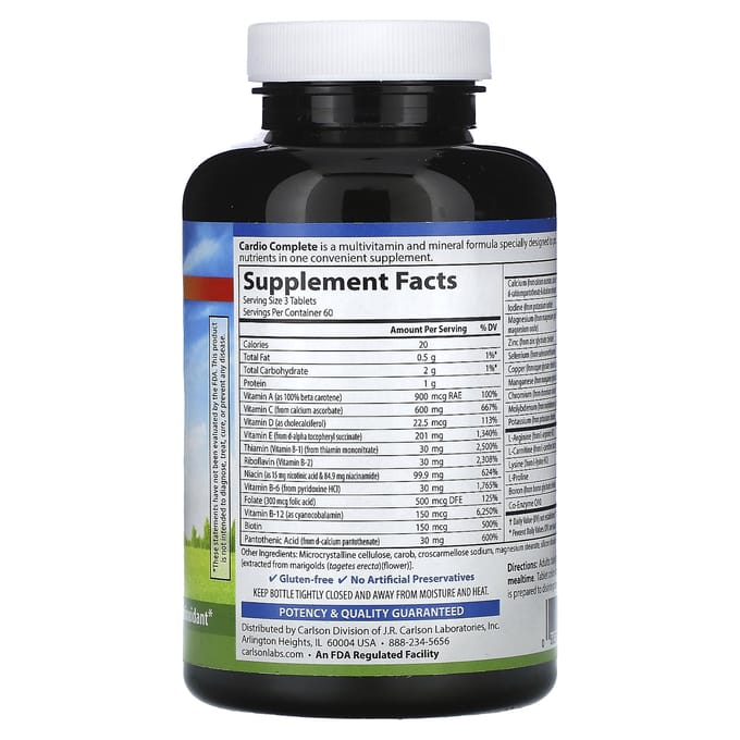 Cardio Complete, Geavanceerde Cardiovasculaire Multivitamine, 180 Tabletten