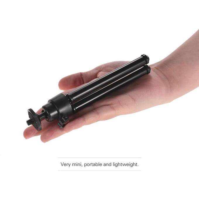 Mini Trépied Extensible 2 Sections Support de Bureau pour Téléphone ILDC Vis 1/4 pouce Max. Charge 0,5 kg Noir noir