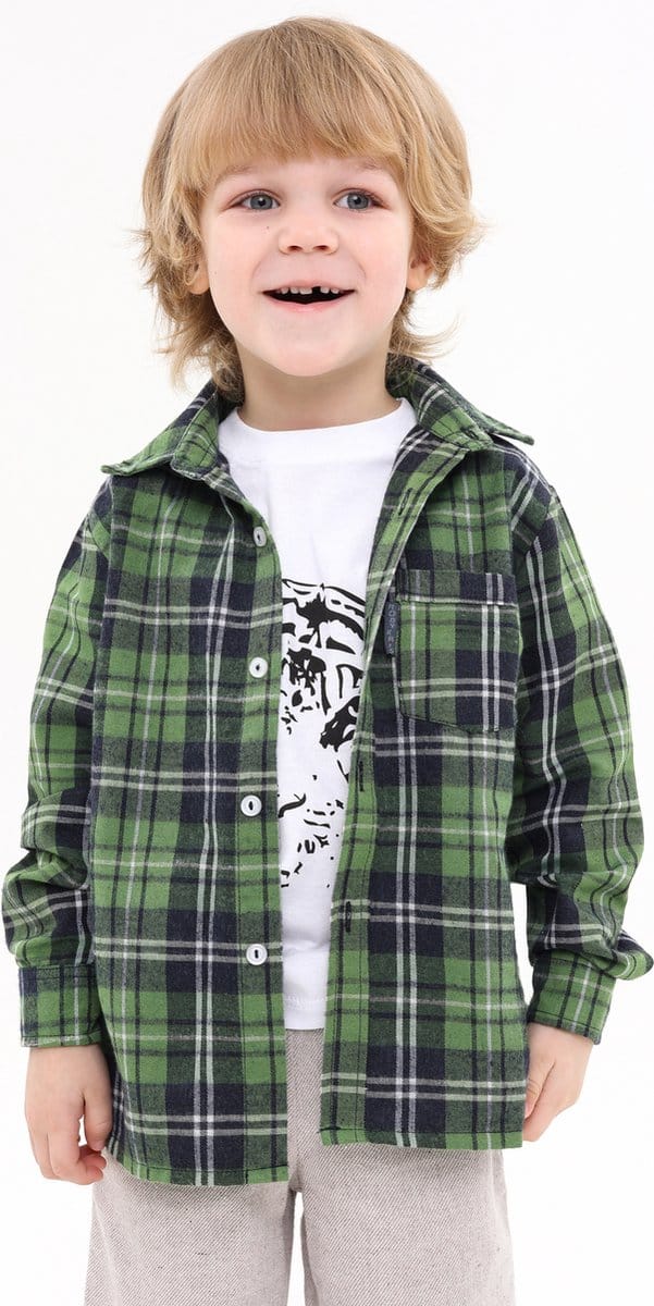 RobyKris Kids Overhemd - Lange mouw - Flanel - Maat 122-128