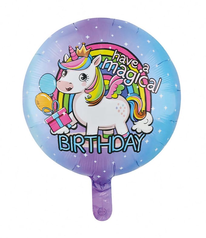 Folieballon 18″ rond –Unicorn Birthday’