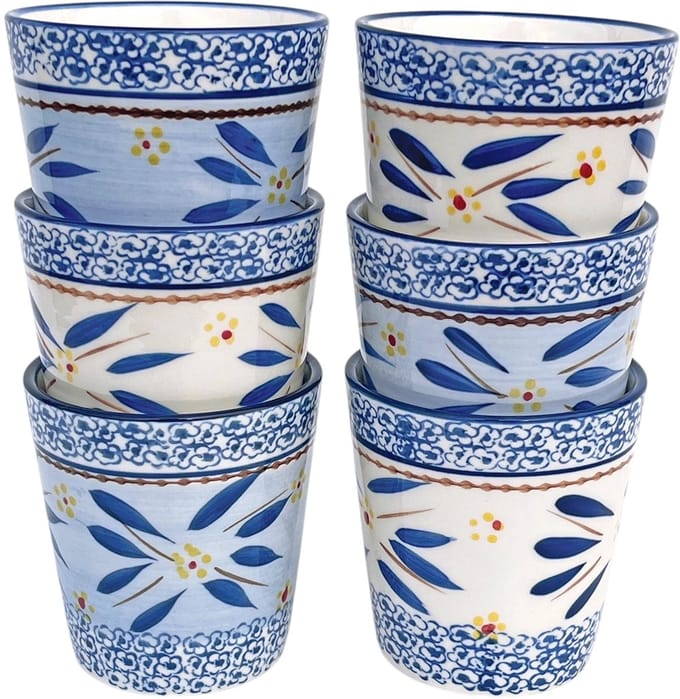 Lavandoux - Mokken - Ceramic - Old World Blue - 180 ml - Set van 6
