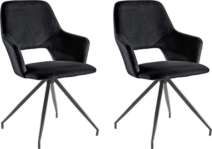 Tracy-Fauteuil - 2 Pack - Zwart Velours