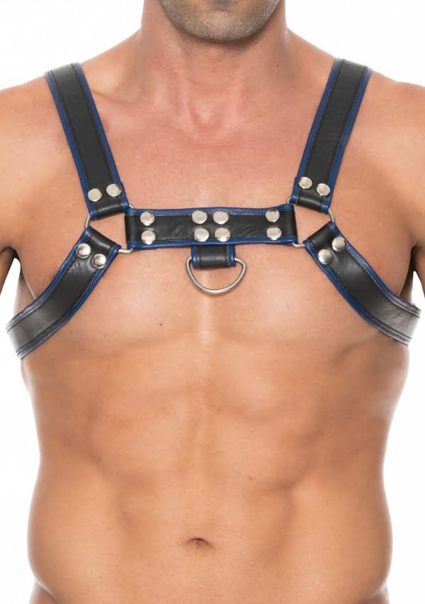 Shots - Ouch! Borst Bulldog Harnas - S/M black,blue S/M