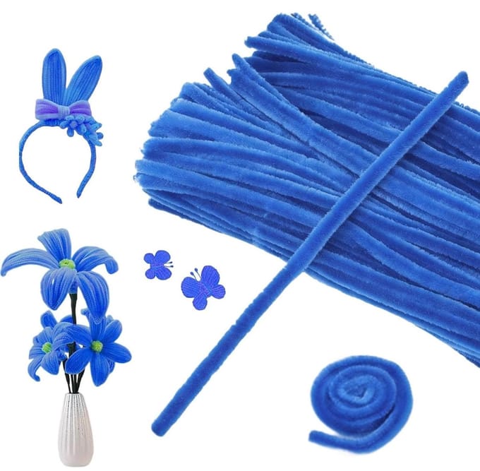 Pijpenragers Knutselen - Chenille Stelen - Creatief Knutselen - Pluisvrij Ontwerp - 100 Stuks - Blauw