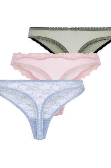 Hunkemöller 3-pack gebloemde strings Paars
