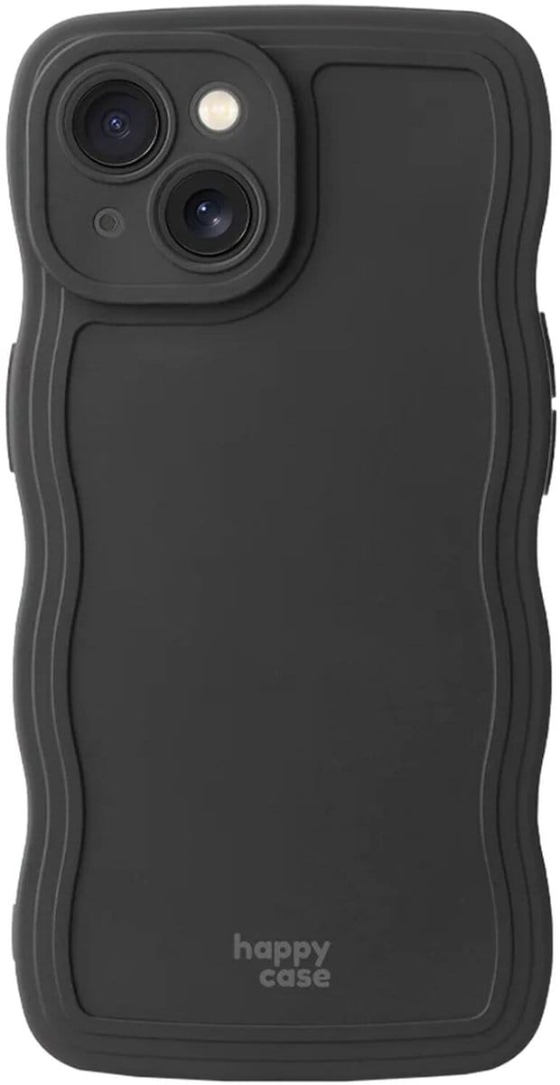 HappyCase Wavy | Hoesje Geschikt voor Apple iPhone 17e / 16e | TPU Back Cover | Zwart