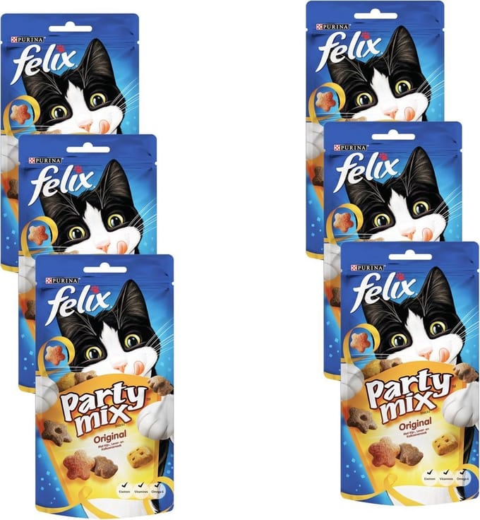 Felix Party Mix Original - Kattensnack - 6 x Vlees 60 g