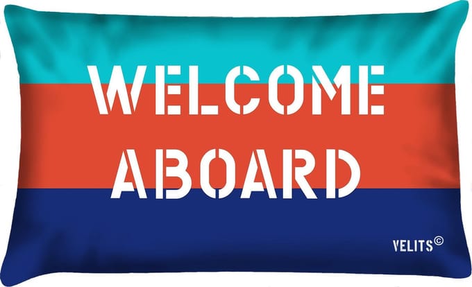 Sierkussen - Buitenkussen Welcome Aboard Summer Waterafstotend - Multicolor - 60 Cm X 40 Cm