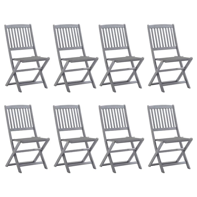 vidaXL - Inklapbare - stoelen - 8 - st - met - kussens - massief - acaciahout