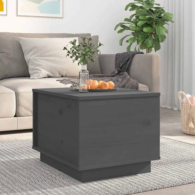 vidaXL - Salontafel - 40x50x35 - cm - massief - grenenhout - grijs