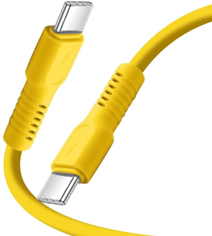 Forever, USB-C naar USB-C Oplaadkabel 60W - 3A Data & Opladen - 1.8m, Geel