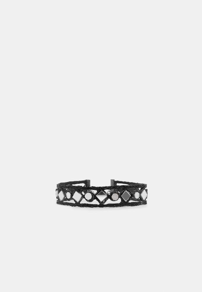 Stradivarius Choker met spiegels  Zwart OS