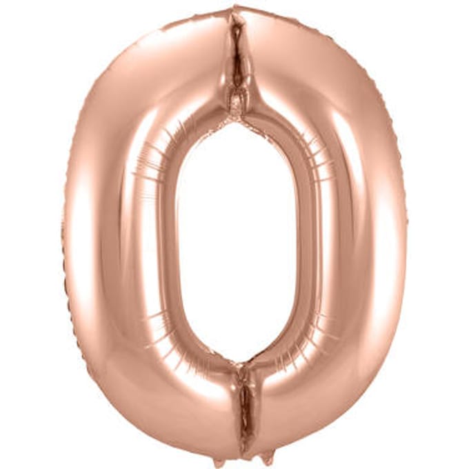 Rosé Goudkleurige Cijferballon cijfer 0 - 86cm