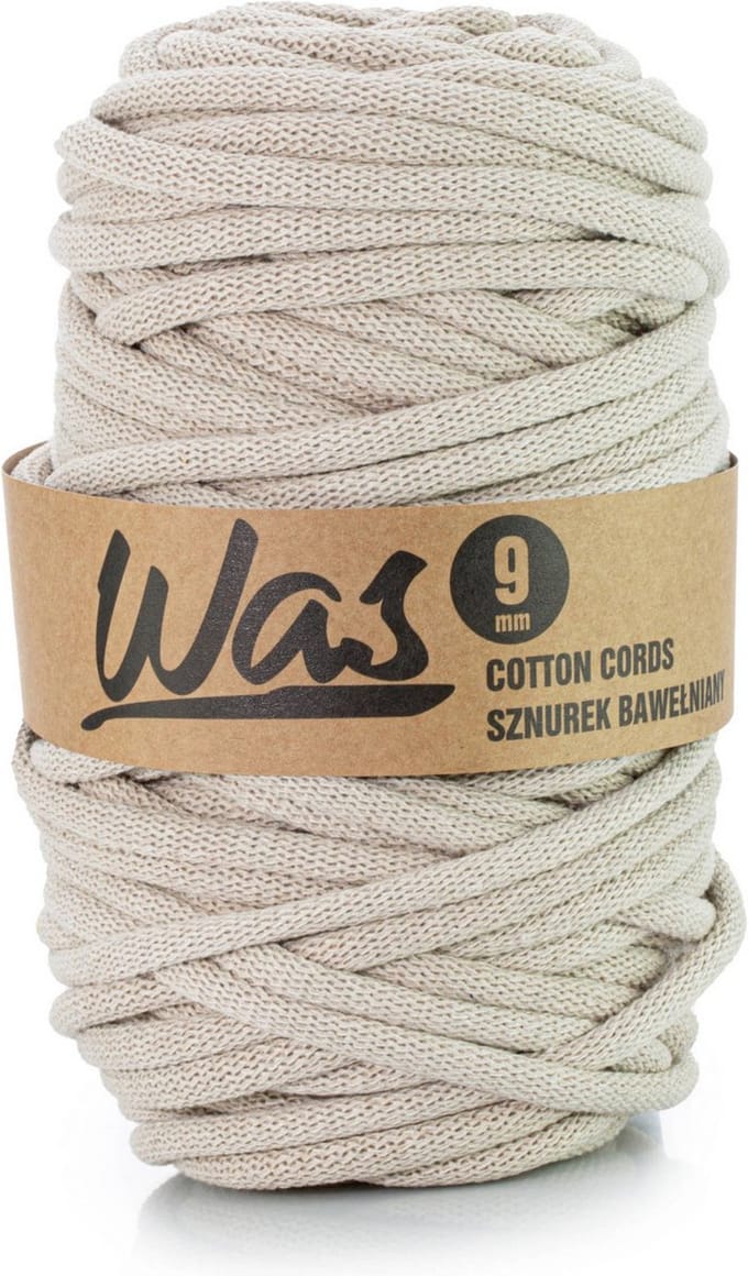 Was - Touw - katoenen / polyester koord - gevlochten - 9mm, 50m - licht beige