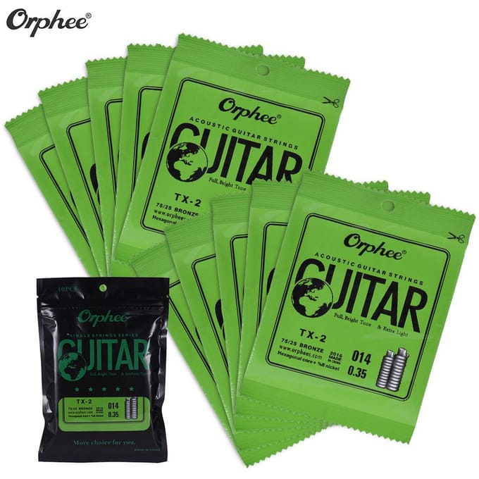 Orphee TX-3 vervanging voor enkele snaren voor akoestische folkgitaar 3e G-snaar (.023) 10-pack black
