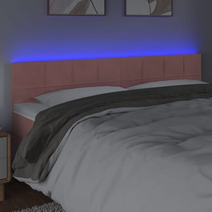 vidaXL - Hoofdbord - LED - 180x5x78/88 - cm - fluweel - roze