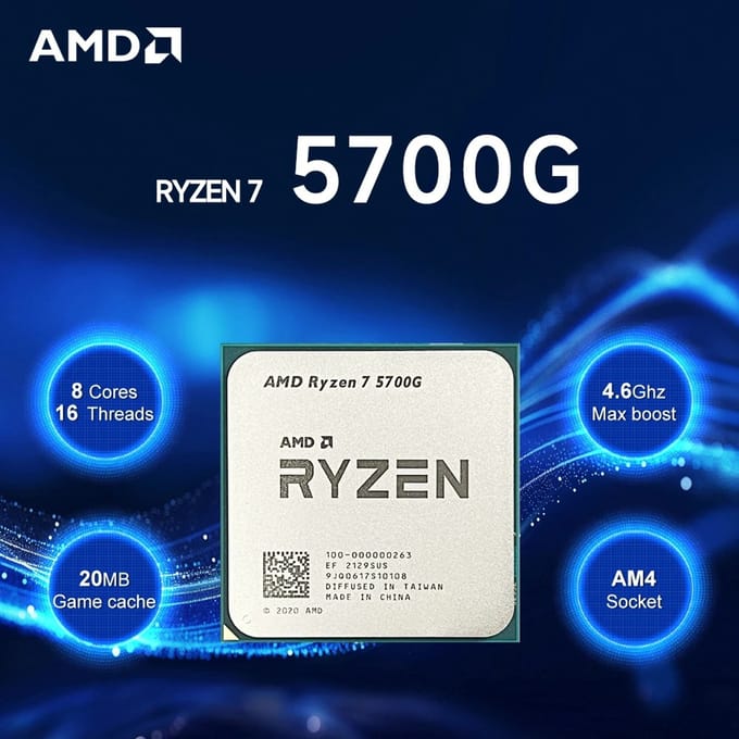 Nieuwe AMD Ryzen 7 5700G Processor 4,6GHz 8-Core 16-Thread 16MB L3 7NM AM4 Socket DDR4 65W Desktop PC CPU Zonder Koeler