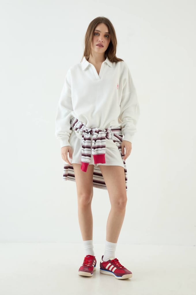 Dames Dsgn Studio Sweatshirt Met Kraag | Ecru | Maat: Medium