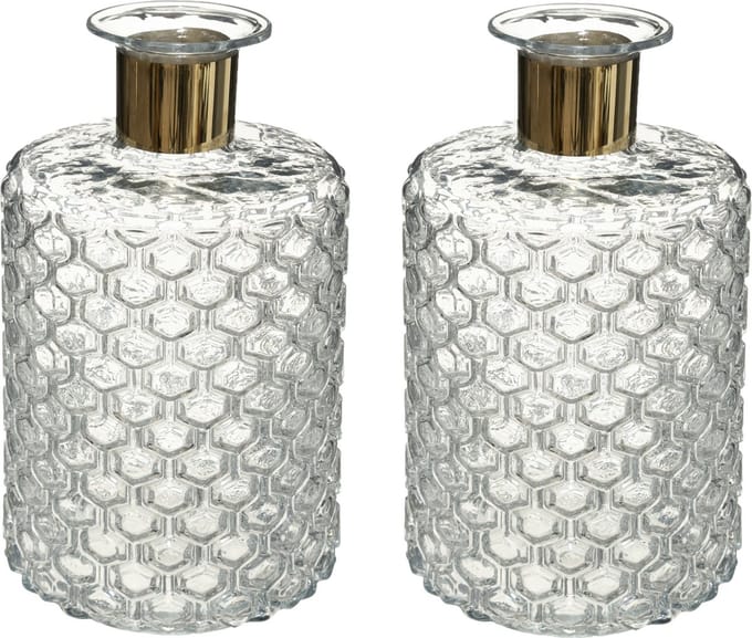 Atmosphera bloemenvaas - 2x - Elegance - Apotheker Fles model - transparant - glas - H26 x D15 cm