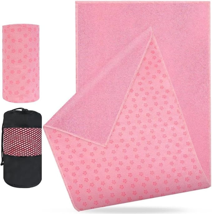 Yoga Handdoek voor Yogamat - Antislip, Sneldrogend en Ademend in Roze