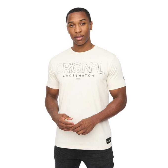 Crosshatch Heren Carrimoore T-Shirt (Off White)