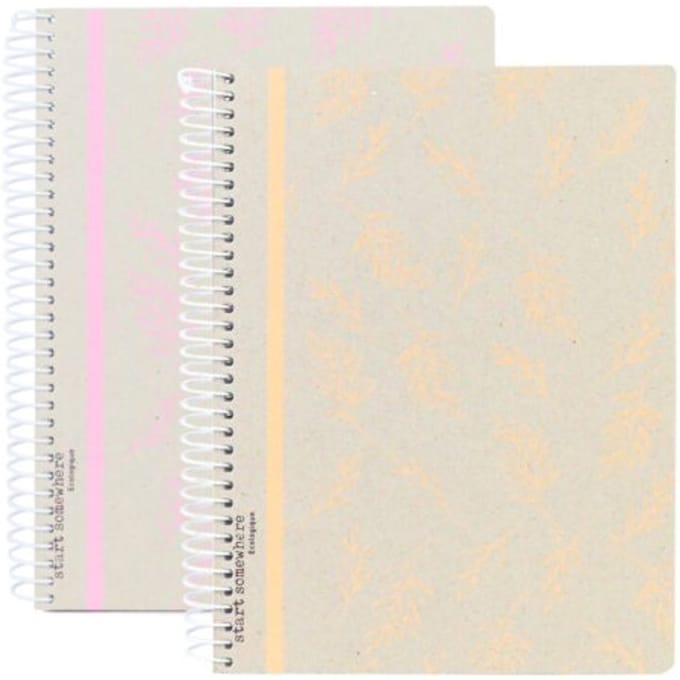 Ecologique - schrift spiraal hardcover a5, geruit, assorti