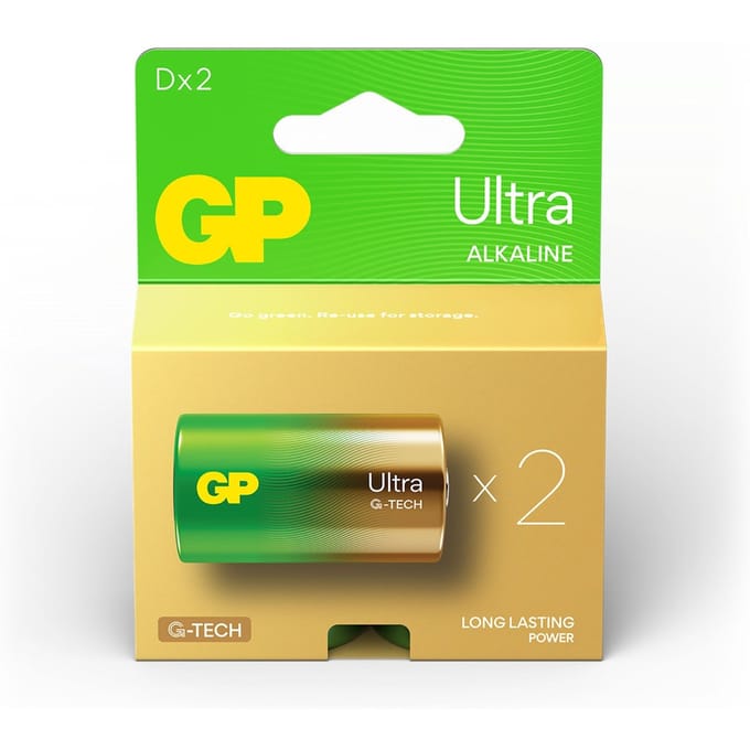 GP Alkaline Ultra D Mono Batterijen (2-pack)