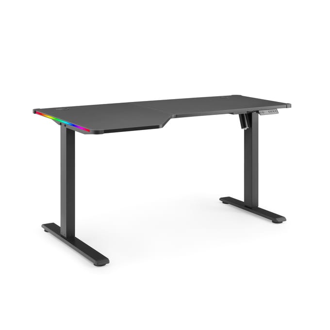 Bureau Worktime Game 140 x 100 LED elektrisch in hoogte verstelbaar zwart hjh OFFICE
