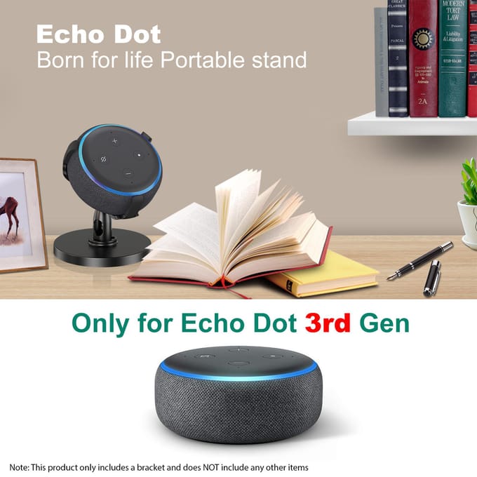 Slimme Luidsprekerstandaard Geschikt voor Echo Dot 3e Desktopbeugel 360 Graden Verstelbaar Antislip Houder Smart Home zwart