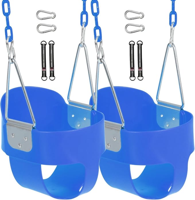 Set van 2 Blauwe Peuter Schommelstoelen met Gecoate Kettingen