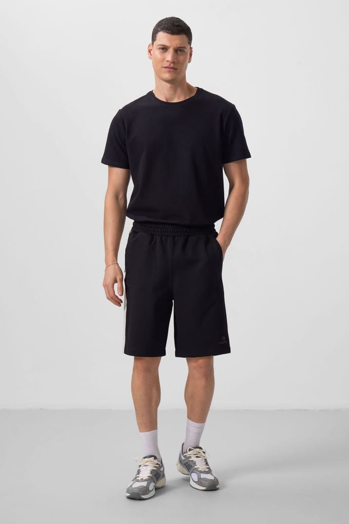 Overgrote katoenen blend gebreide shorts