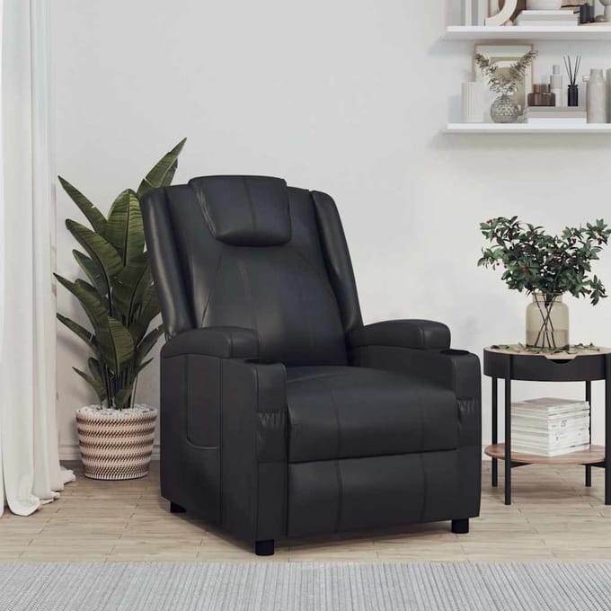 vidaXL - Fauteuil - verstelbaar - kunstleer - zwart