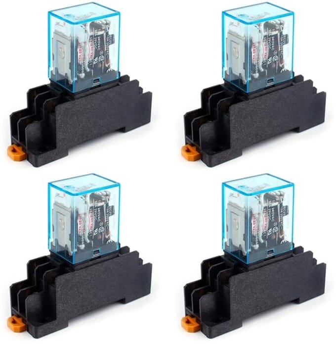 Allecto - Power Relay met Basis - Ac 220V 10A Dpdt - 4 Stuks