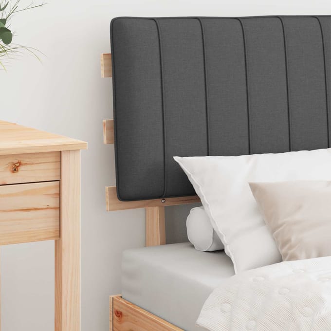 vidaXL - Bedframe - met - Gevoerde - Hoofdbord - Donkergrijs - 80 - x - 200 - cm