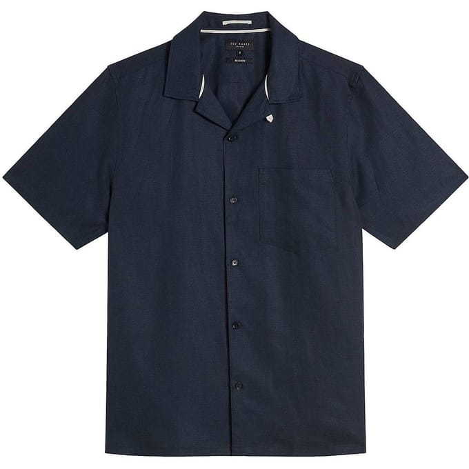 Ted Baker Wesland Linnen Heren Navy Overhemd