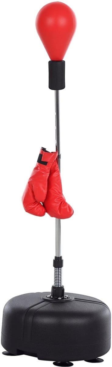 HOMCOM-Stahl, Kunstleder-Rot-Ø48 x H136-154 cm-Punchingball-Set