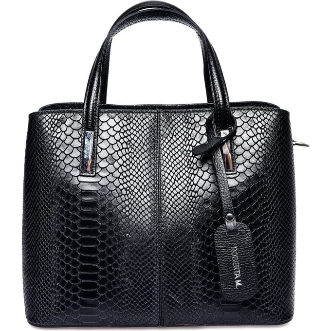 Roberta M Zwart Rundleer Tas