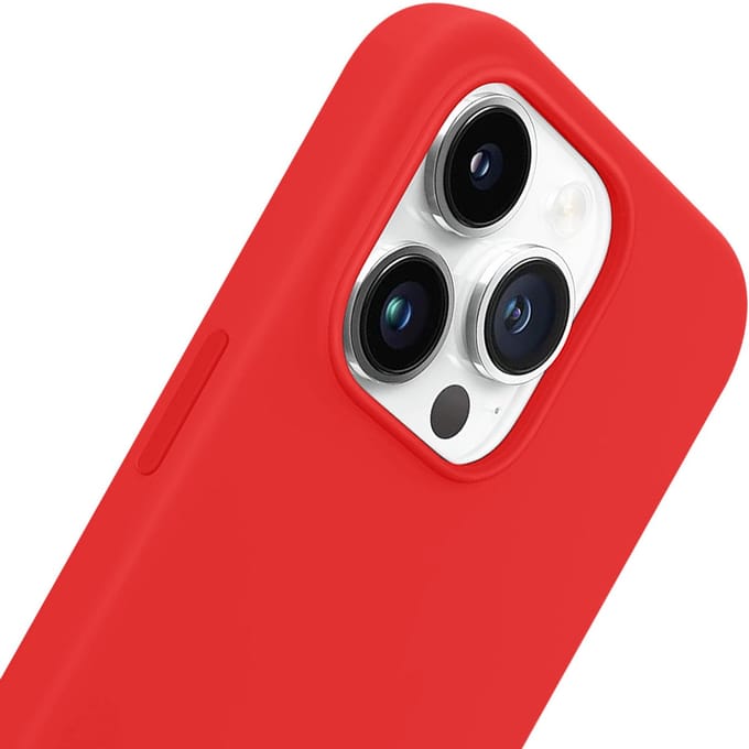 Jaym, Hoesje geschikt voor Apple iPhone 12 / 12 Pro - Siliconen MagSafe met Microvezel, Rood
