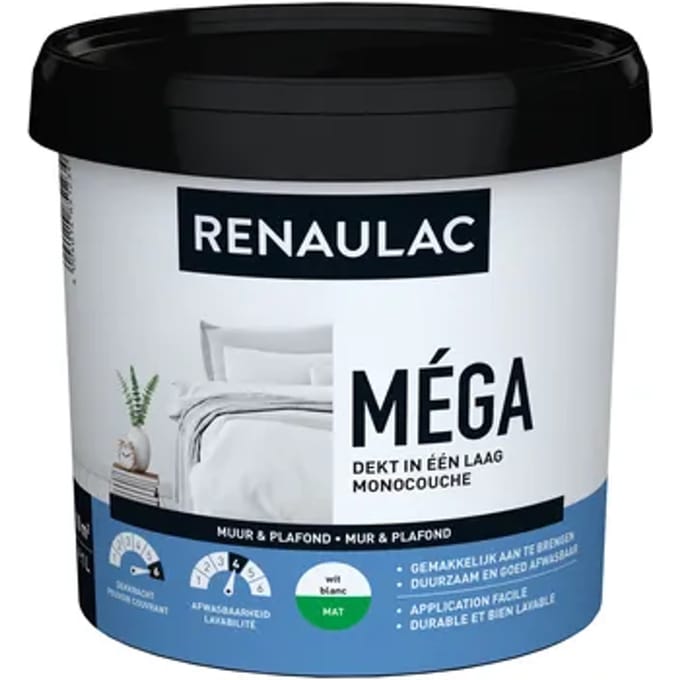 Renaulac Latex Méga Mat Wit 1l